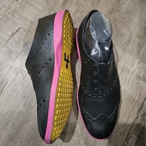 Biion Golf Shoes Size 10 - Black And Pink Rubber Wing Tip (4)